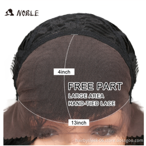 Noble long synthetic hair wig for black women Ombre colored high temperature finber hair Lace frontal wig synthetic hair wig